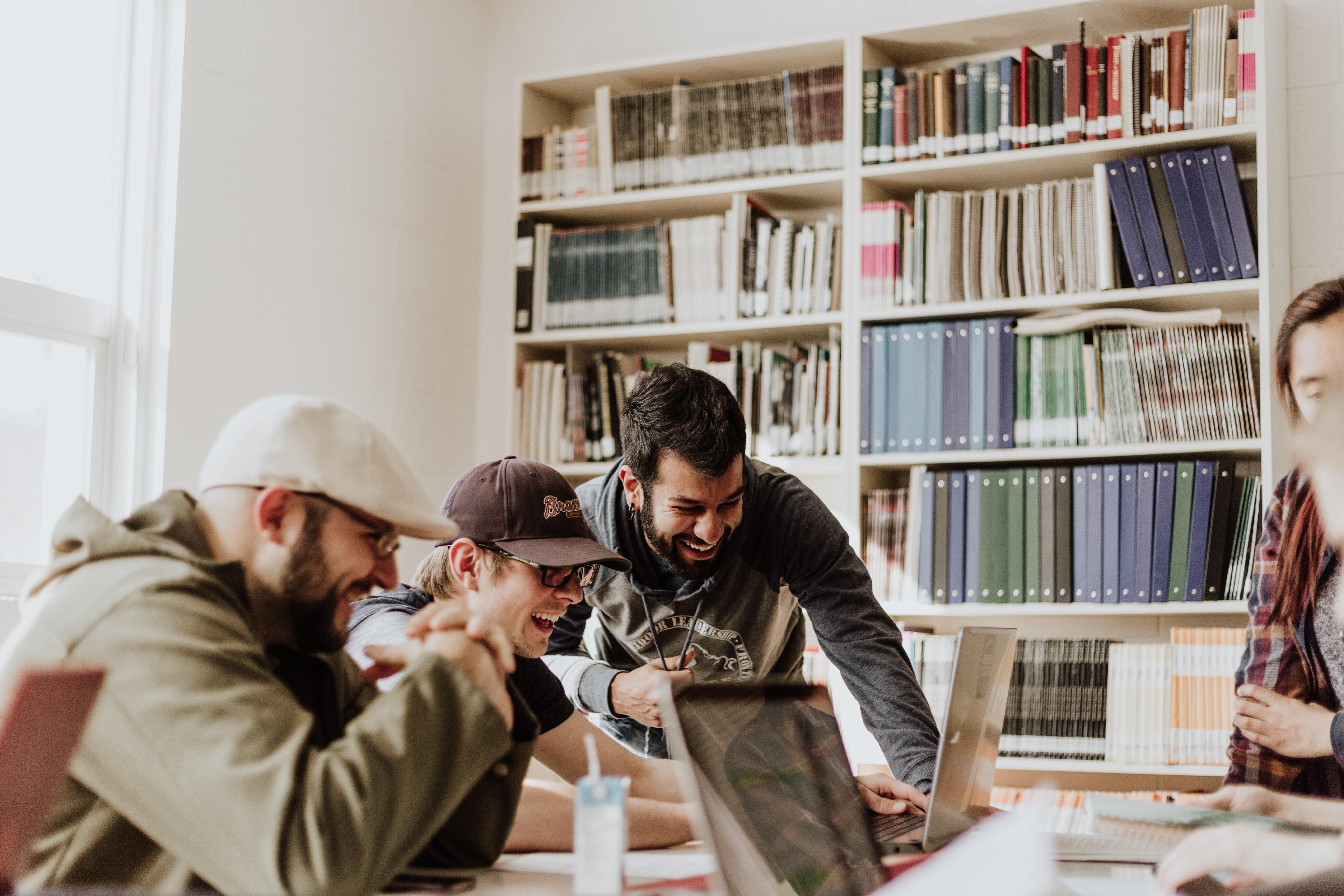 Young men in co working space